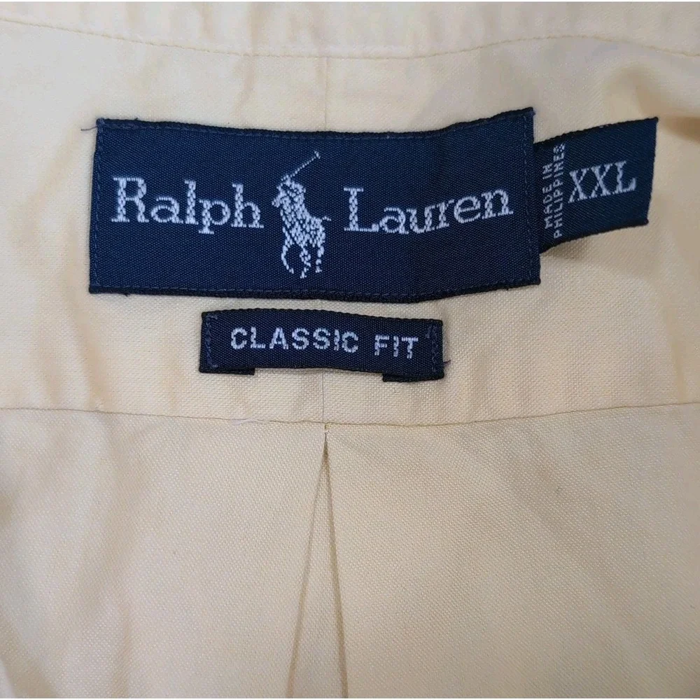 Polo Ralph Lauren Button Down Oxford Shirt Mens XXL Yellow Classic Fit Preppy